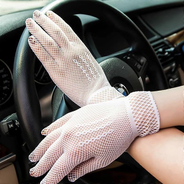 Dame Sexy Hul Fishnet Full Finger Hansker Håndleddslengde Elastiske Votter (FMY) Black
