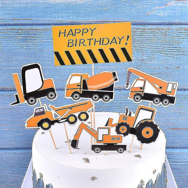 Byggkran Traktor Byggnadsfödelsedagstårta Dekoration Tårta Topper Bilar Fest Byggfest År Födelsedag Pojke 1:a Babyshower (FMY) 1set