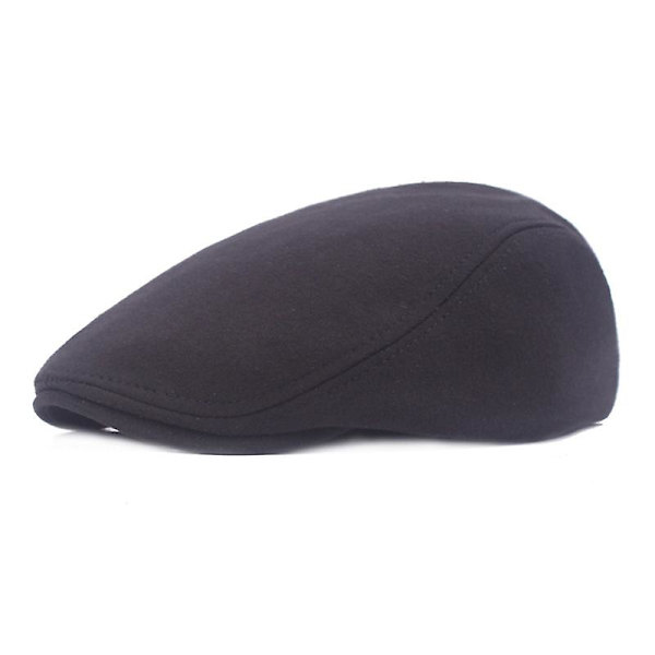 1 st bomullsmössor herr dam hatt mjuk casual basker enfärgad unisex retro hatt  (FMY) Black one size