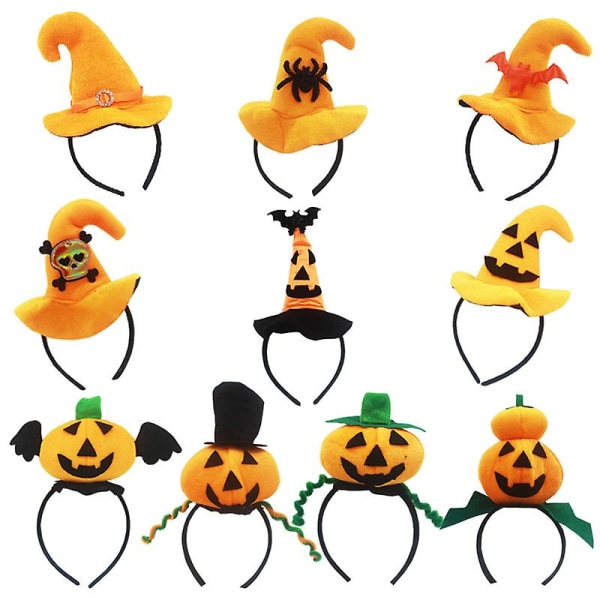 2-pack Halloween Masquerade Dress Up Party Headwear Skull Pumpkin Witch Lasten Pääpanta (vihreä Hat Pumpkin),wz-1669  (FMY)