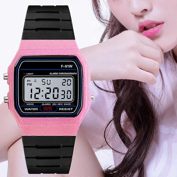 F-91W Analog Digital Motion LED Silikonrem Multifunksjon Elektronisk Klokke (FMY) Black