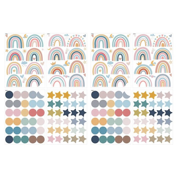 Boho Rainbow Veggdekor Akvarell Rainbow Polka Veggklistremerker Baby Nursery Girls Room Soverom Wal (FMY)