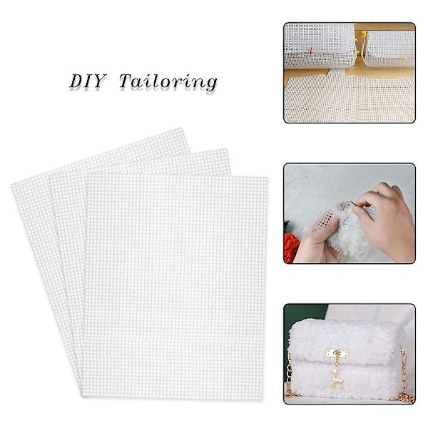 10 stk. Mesh Plast Canvas Ark 19,6x13 tommer til Broderi Håndværk, Akryl Garn Håndværk, Strik (FMY) White