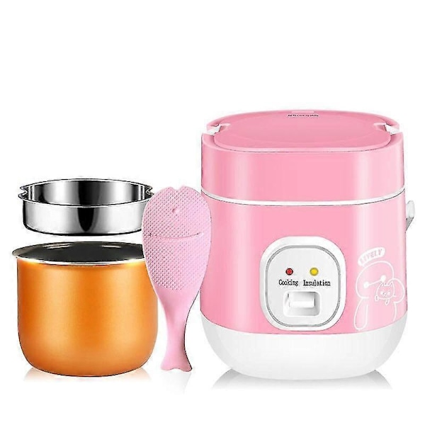 1,2 l Mini Risgryter 2-lags Damper Multifunksjonskokeapparat Elektrisk Isolasjonsvarmeovn Matbeholder Matboks (FMY) EU Red