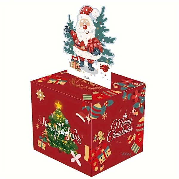 1 stk Festlig Overraskelsespengboks - Papirlaget Kontantgaveutdeler med Julenissens Design, Perfekt for Høytidsfestgaver, Passer for Alder (FMY) 1pc