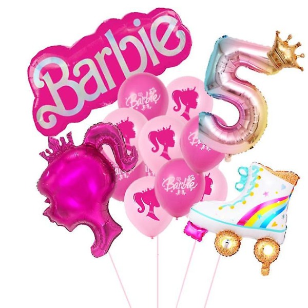 Ny DIY Kawaii Barbie Ballon Børn Piger Drenge 0-9 års fødselsdagsfest Tema Dekoration Børn Baby Aluminium Film Balloner Legetøj (FMY) xie-5