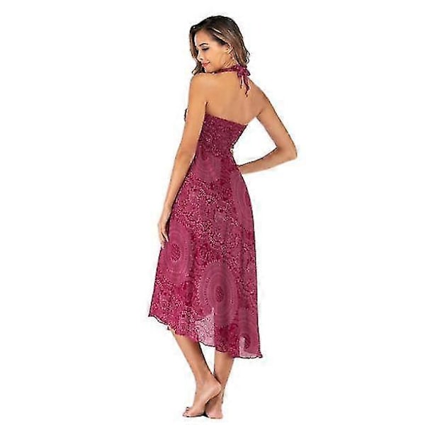 Lång Bohemisk Gypsy Boho Hippie-kjol för kvinnor (FMY) red