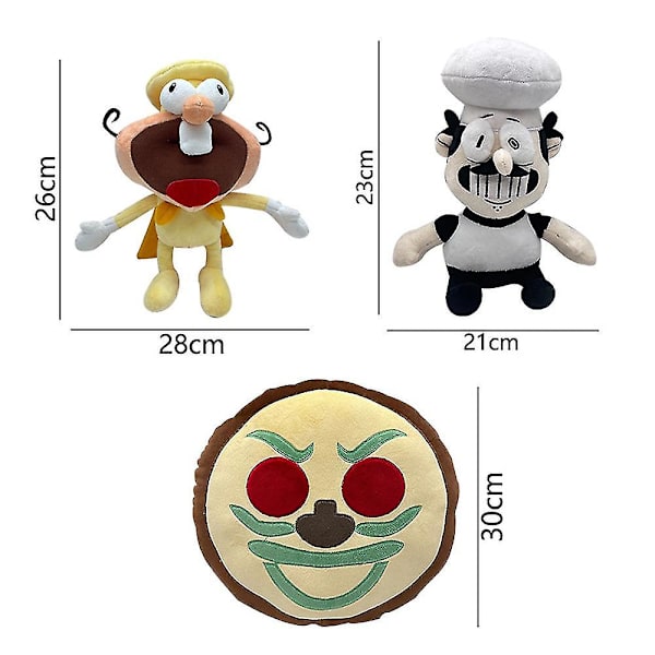 Peppino Pizza Tower -pehmolelu, Piirretty Pizza-kasvot, Täytetty söpö eläin Koti-koristeena Talonlämmityksen lahjoina Pizza Tower -pelin faneille Monivärinen (FMY) Chef