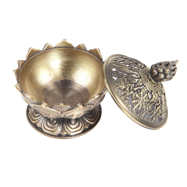 Lotusblomst Metal Bronze Effekt Røgelse Kegleholder Buddhistisk Hjem Decor (FMY) Bronze