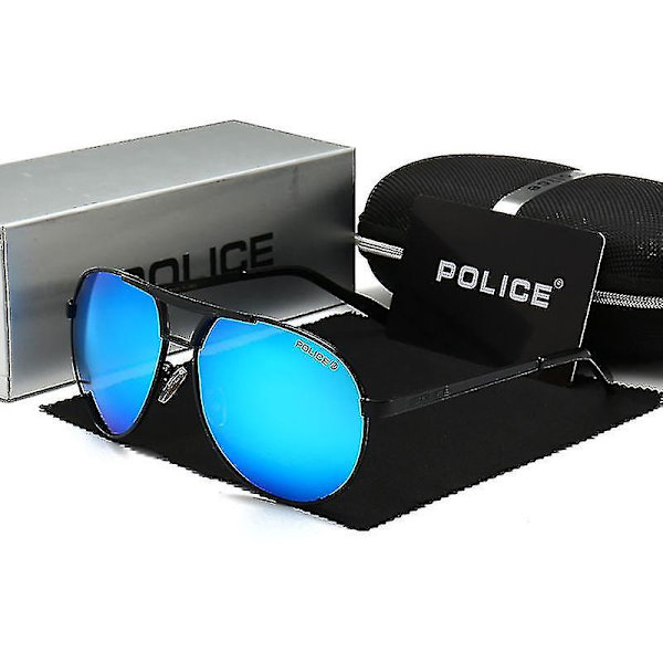 Poliisi Miesten Polaroid Uv400 Aurinkolasit Aviator Lasit Ajo Lasit  (FMY) Blue and Black