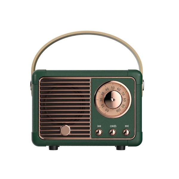 Vintage retro Bluetooth-højttaler Trådløs minihøjttaler, udendørs Bluetooth-højttaler med krystalklar stereolyd rig bas (grøn) (FMY)