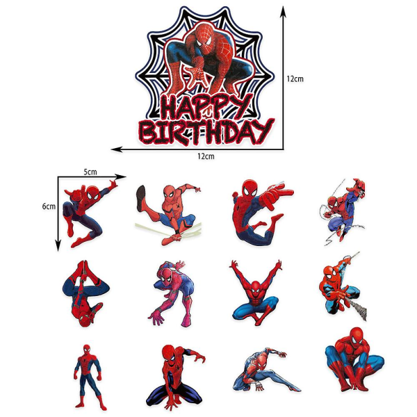 Spiderman Superhjälte Tematiska Födelsedagsfest Tillbehör Set Ballonger Banner Tårta Toppers Dekorer Kit För Barn Pojkar  (FMY)