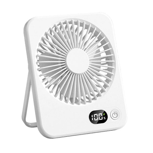 Bordsfläkt Uppladdningsbar 1200mAh Batteridriven Stående Fläkt med Digital Display Ultra-Tyst Vikbar 5 Hastigheter Justerbar Lättviktig Handhållen (FMY) White
