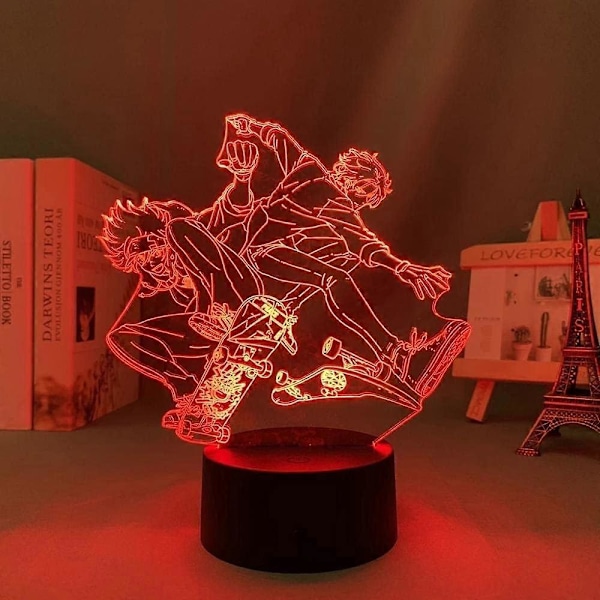 Anime LED Lys SK8 The Infinity Reki X Langa til Soveværelses Dekoration Natlys Børnefødselsdagsgave Manga Værelse Skrivebord 3D Lampe, 16 Farver, med Fjernbetjening (FMY)