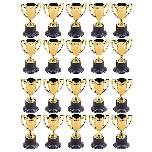 20 st Mini Plastguldkoppar för Fest Barn Tidig Inlärning Leksaker Priser Barn Trofé Belöning (FMY) gold   black