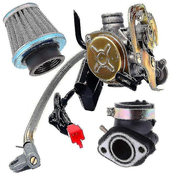 Hgbd-forgaser Passer Til Gy6 50cc 49cc 4-takts Scooter Taotao Motor 18mm Forgaser Indtag Manifold Luftrenser, Sølv (FMY)