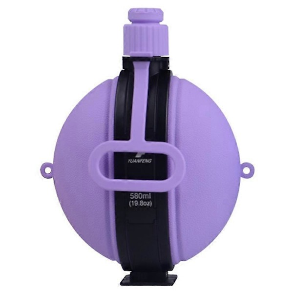 580ml Hopfällbar Silikonvattenflaska med Kompass (Ingen FDA, BPA-fri) - Svart (FMY) Multicolor Purple