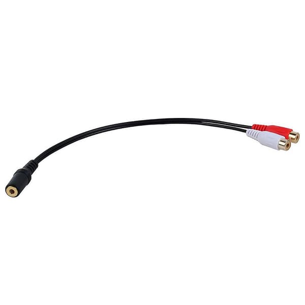 Guldbelagt 3,5 mm jackstik til 2 hun jacks stereoadapter lydsplitter RCA (15 cm)  (FMY) Black