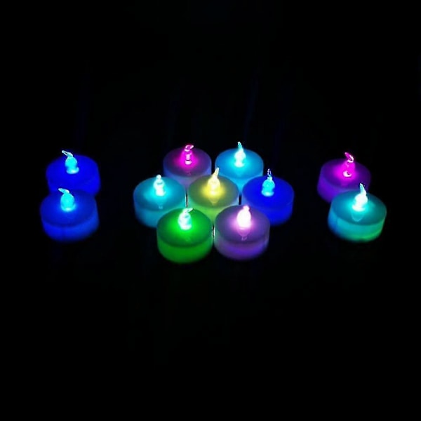 Färgväxlande LED-telampor i bulk, 6 st flamlösa te-ljus med färgglada lampor, batteridrivna färgade falska ljus, utan flimmer (FMY) 6PCS