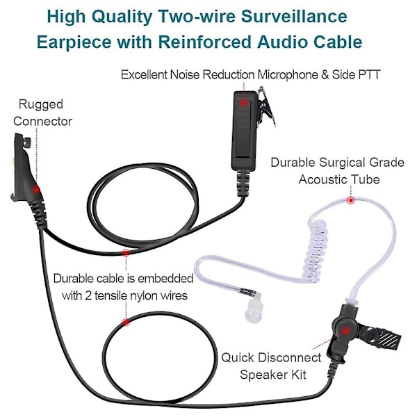 Öronpropp Akustisk Rörsradio Öronstycke Tvåvägsheadset Med Mic Apx6000 Apx4000 Apx7000  (FMY) Black