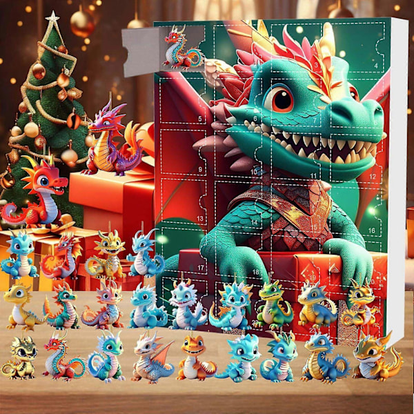 Christmas Countdown Calendar Adorable Dragon Baby Dolls & Stunning Pendant From The Festive Series  (FMY)