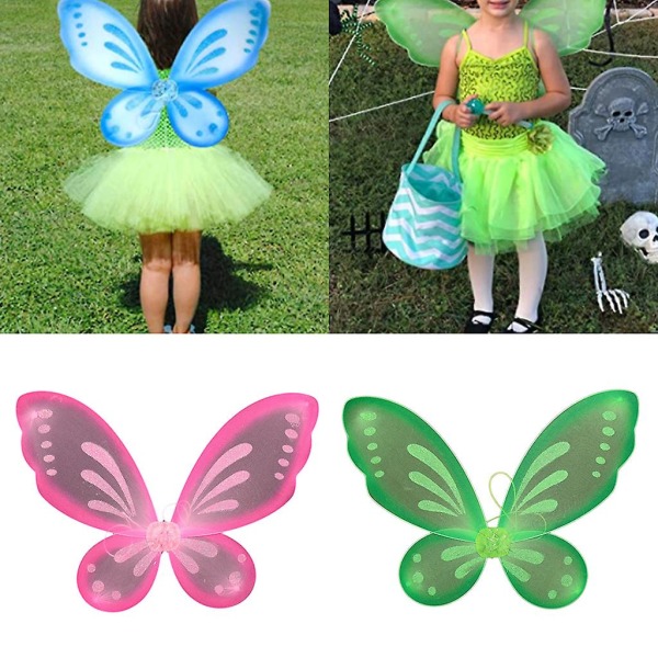 Perhosen keiju siipi Butterfly Wing -pukeutuminen Syntymäpäiväjuhla suosii puku Halloween Angel Wing lapsille Party S (FMY)