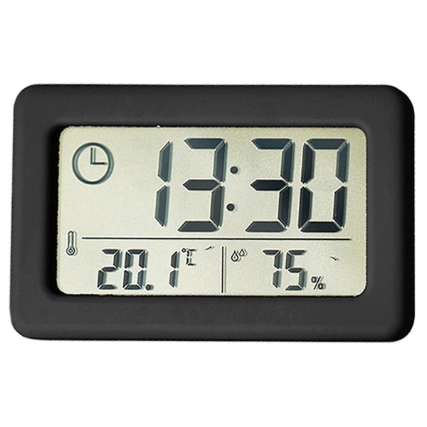 Enkel klokke, lett og tynn, elektronisk klokke for temperatur og fuktighet, praktisk klokke (FMY) black