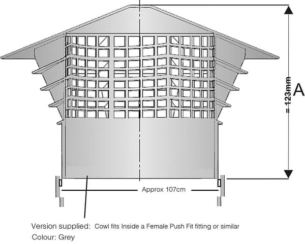 Ventilasjonshette - 110 mm - Hette - Grill - Deksel - Avløpsluftehatt - Ventilasjonsbur - Regnhatt 4' (FMY) Grey