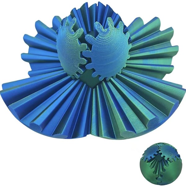 3D Printet Gear Ball Spin Ball, Cube Fidget Legetøj, Gear Sphere, Stress Bold, Skrivebordslegetøj, Gear Legetøj til Stress og Angst Afspænding (FMY) B