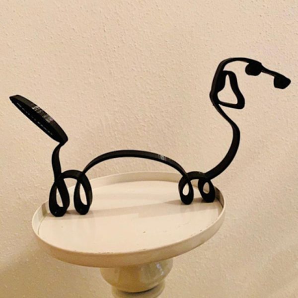 Modern Abstrakt Minimalistisk Metall Hund Skulptur Dekoration Staty Djur Konst Prydnader (FMY) Dachshund
