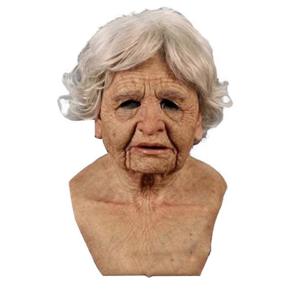 Cosplay Gummi Gammel Mand Ansigtsmaske Realistisk Skræmmende Latex Maske Horror Hovedbeklædning (FMY) D
