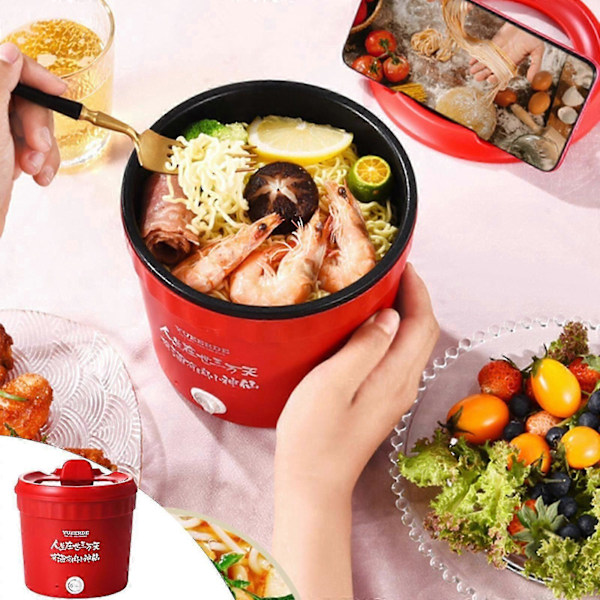 Mini Riskokare, Elektrisk Gryta, Portabel Mini Ramengryta För Ångkokning, Wokning, Gröt Och Nudelsoppa (FMY) Red