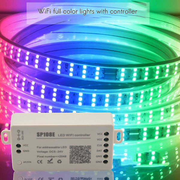 Sp108e Led Wifi -ohjain Ws2812b Ws2813 jne Moduulivalo Älykäs sovellus Langaton ohjaus Ios 10/androi  (FMY)