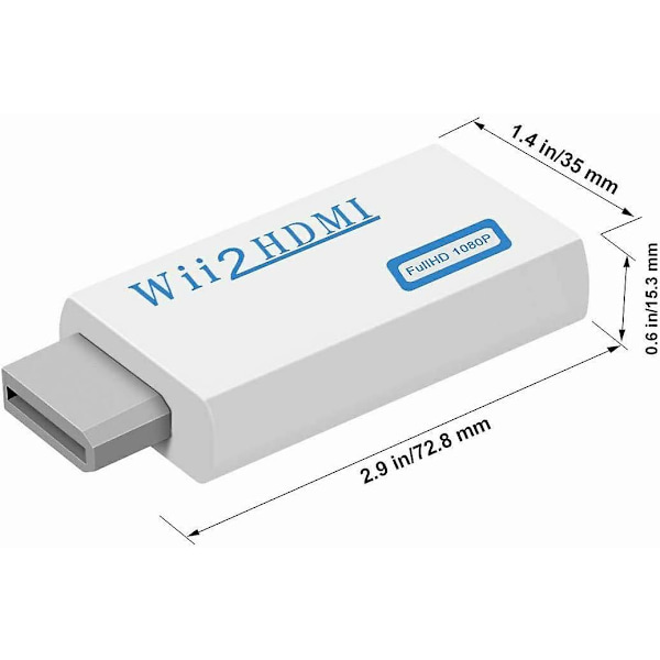 Wii HDMI Adapter, Wii til HDMI 720/1080p HD Konverter Adapter med 3,5 mm Audio Udgang, Wii 2 HDMI Konverter til Wii Skærm Beamer TV