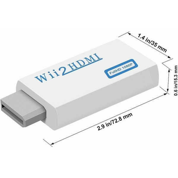 Wii HDMI-adapter, Wii til HDMI 720/1080p HD-konverteradapter med 3,5 mm lydutgang, Wii 2 HDMI-konverter for Wii-skjerm Beamer TV