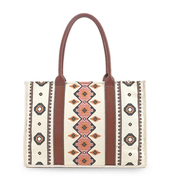 Tygväska Western Väskor för Kvinnor Axelremsväska Boho Aztec Handväskor NY (FMY) Off-white