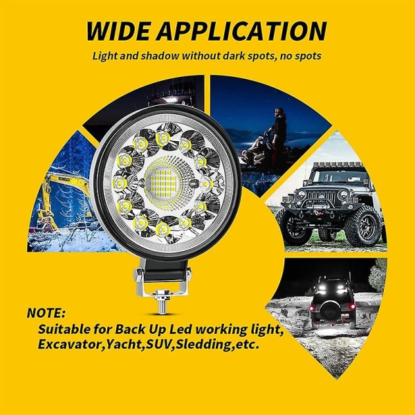 1kpl auton led-työvalot pyöreä apulamppu 33led teknisten ajoneuvojen modifioidut valot huoltovalot moottoripyörän kohdevalot (FMY)