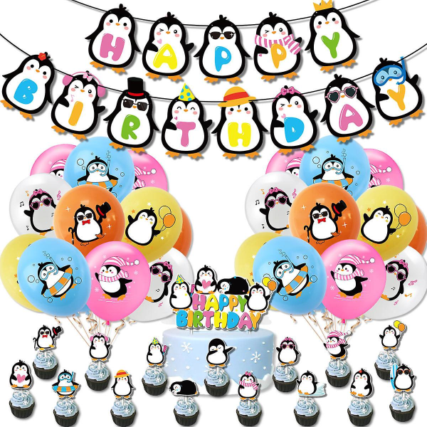 Penguin Balloon Penguin Party Supplies Penguin Decorations Penguin Cupcake Toppers Polar Theme Birthday Party  (FMY)