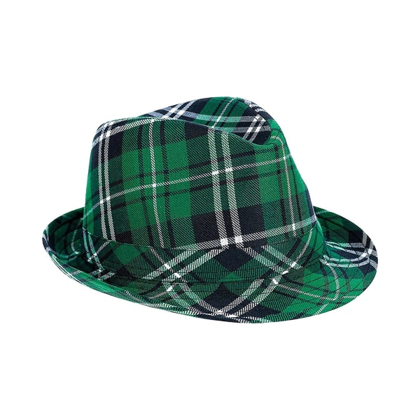 Festdekorationer Irsk Rutig Grön Fedora - St. Patricks Dag Kostymtillbehör Leprechaunhatt För Män Kvinnor Och Barn (FMY) Green