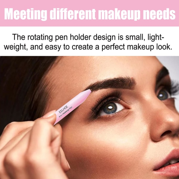 4-i-1 Makeup Pen, Eyeliner, Brynliner, Lipliner og Highlighter Pen, Vandtæt All In One Makeup Pen (FMY)