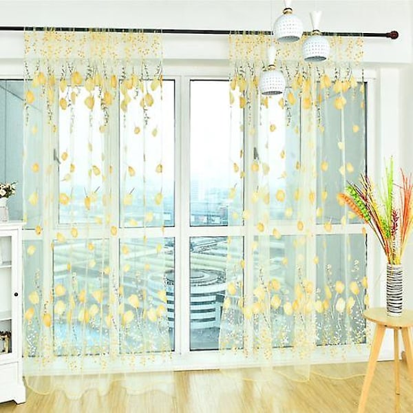 Nyttig Tyllgardin Vaskbar Tynn Polyester Glatt Overflate Transparent Gardin for Innendørs (FMY) beige