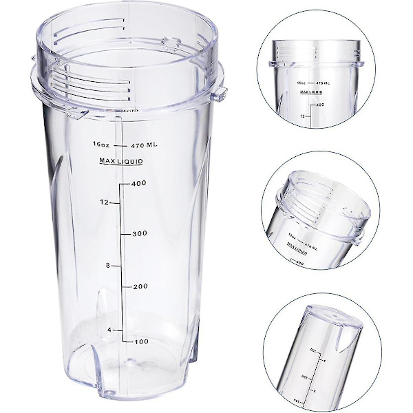 16oz udskiftningskopper til Ninja Qb3001ss Fit Compact Personal Blender, med låg - 2 pak -dwdz  (FMY) Transparent  Black