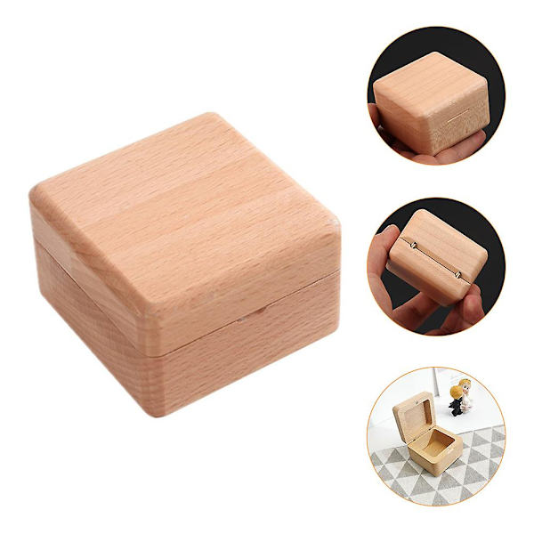 Øreringe Gaveæsker Smykker Mini Skattekiste Træ Øreringe Æske Smykker Emballage Æske Mini Mindesmærke Æske Træ Bryllupsring Æske (FMY) 6X6X4.5CM