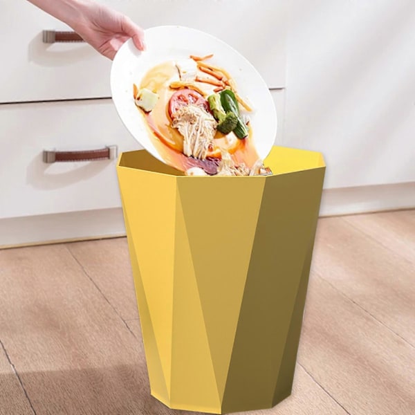 Søppelbøtte for husholdningskjøkken, soverom, toalett, stor, uten lokk, pressring, baderomssøppelbøtte (FMY) Yellow