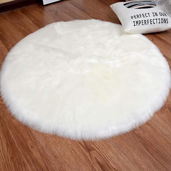 Syntetisk saueskinn, koselig følelse av ekte ull fuskepelsteppe, menneskeskapt luksus ullteppe Sofapute (hvit, 30 X 30 cm)