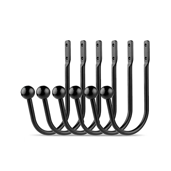 6 stk. Gardinholdere Kroge Væghængte Gardin Tieback Krog Dekorative Vindue Gardin Holdere D  (FMY) Black