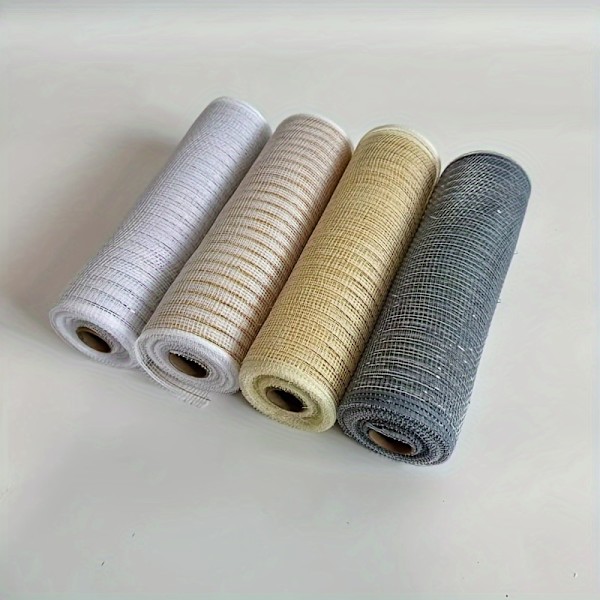 4 Pak Deluxe Plastik Mesh Båndruller - Alsidigt, Genanvendeligt og Let at Forme Håndværk Net til Kransfremstilling, Sæsonbestemte Dekorationer og  (FMY) 4pcs Style 5