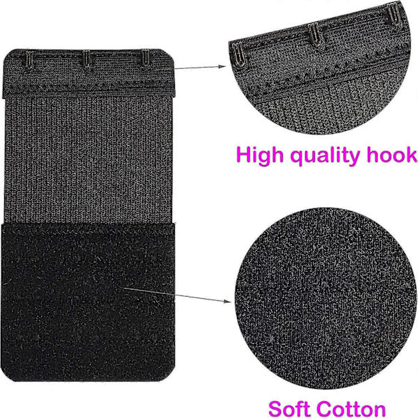 Rintaliivinsulkimet 3 Koukulla, Joustava Pehmeä Ja Mukava Rintaliivin Hihnansulkimet (FMY) Black-6 Pcs Pack