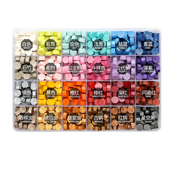 600 Stykker Lakseglperler Farverige Lakseglperler med Opbevaringsboks til Laksegl Stempler Kort Kuverter Brev Bryllupsinvitationer Pakke (FMY) Colorful Macarone About 600pcs
