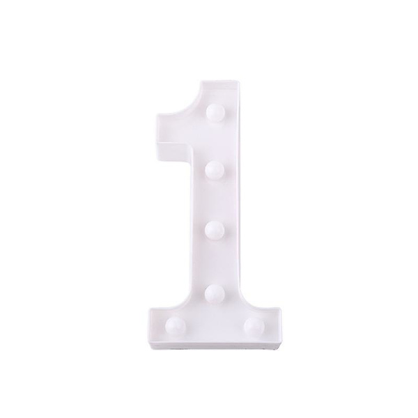 22cm LED Lysende Tal Hvide 0-9 Bryllup Fødselsdagsfest Batteridrevet Lampe (FMY) Number 1